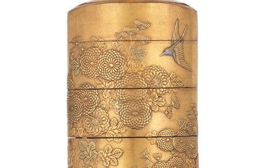 A gold-lacquer four-case inro