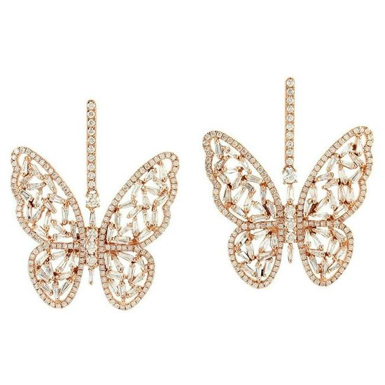 4.53 Carat Baguette Diamond 18 Karat Gold Butterfly