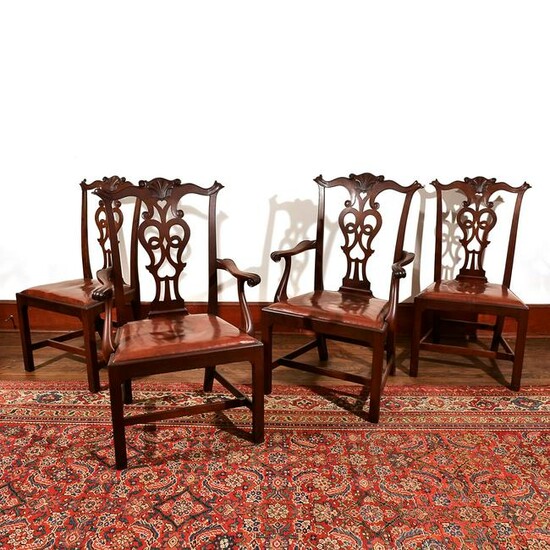 (4pc) MAHOGANY CHIPPENDALE STYLE CHAIRS