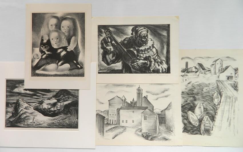 5 American lithographs, Murphy, Neal, Ulreich, Ro