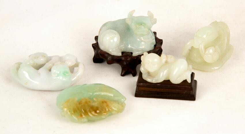 (5) Chinese Jade Carved Figures