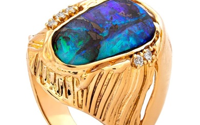 5.10 tcw Opal Ring - 18 kt. Pink gold - Ring - 5.00 ct Opal - 0.10 ct Diamonds - No Reserve Price