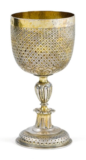 An Austrian parcel-gilt silver cup on foot, Vienna, circa 1640, maker's mark HK