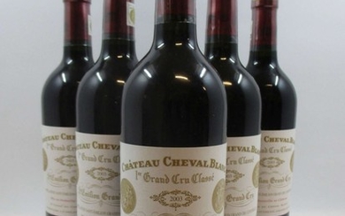 5 bouteilles CHÂTEAU CHEVAL BLANC 2003 1er GCC (A) Saint Emilion