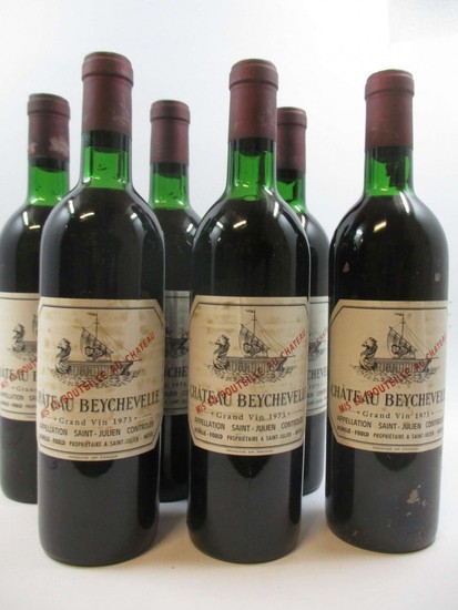 6 bouteilles CHÂTEAU BEYCHEVELLE 1973 4è GC Saint Julien (4 légèrement bas