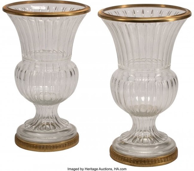 61043: A Pair of French Baccarat-Style Gilt Bronze Moun