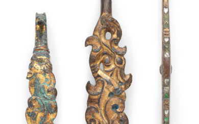 Three gilt-bronze belt hooks