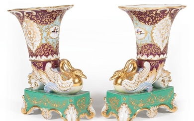 Polychrome and Gilt Porcelain Vases