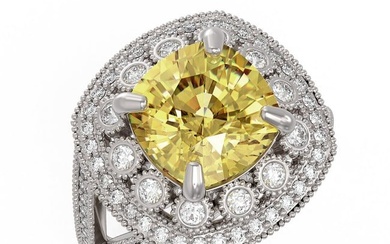 7.22 ctw Canary Citrine & Diamond Victorian Ring 14K White Gold
