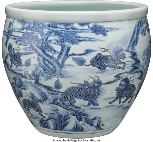 78043: A Chinese Blue and White with Underglaze Red Jar