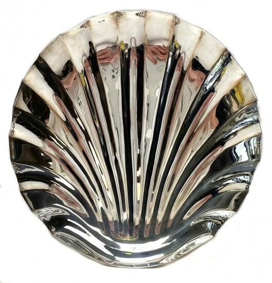 800 Silver Shell Formed Footed Dish c1990