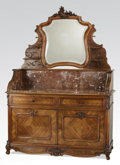 19th c. French Rococo Revival marble top vanity