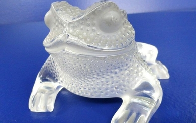 LALIQUE GREGOIRE FROG TOAD FIGURINE CLEAR FROSTED 11640