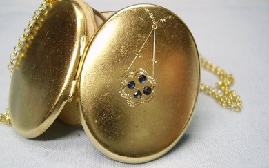 925 Gold-plated, Silver - Necklace, Pendant - 0.04 ct Sapphire
