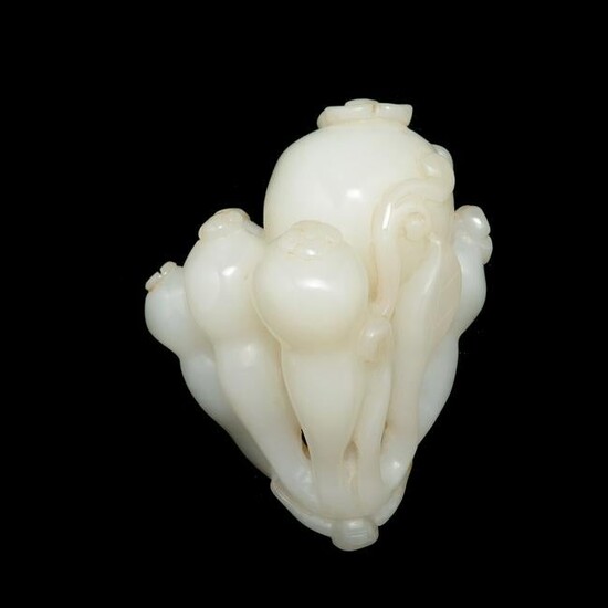 Chinese Carved Jade Toggle of Double Gourds