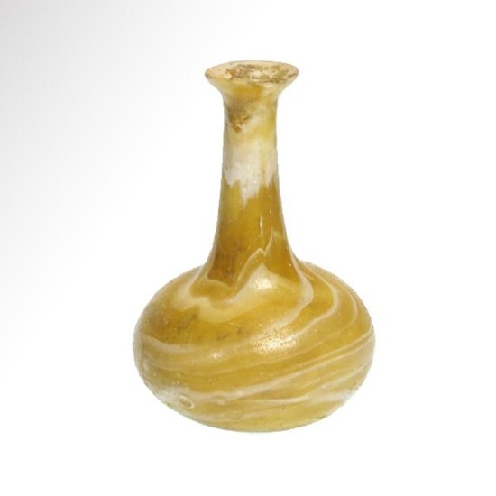 Roman Marbled Amber and White Glass Unguentarium, 1st