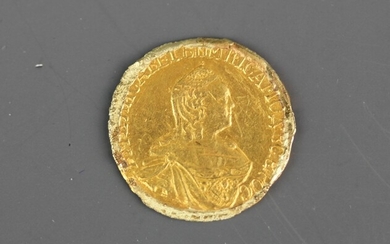 A 1756 Maria Theresa stamped gold coin, Dia. 1.5cm.