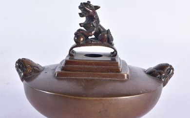 A 19TH CENTURY JAPANESE MEIJI PERIOD BRONZE CENSER AND COVER...
