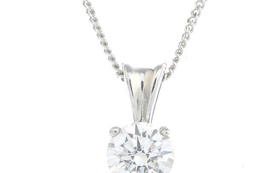 A 9ct gold brilliant-cut diamond pendant, with 9ct gold trace-link chain.