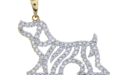A 9ct gold diamond dog pendant.