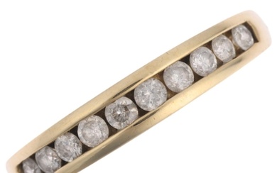 A 9ct gold diamond half eternity ring, channel set with mode...