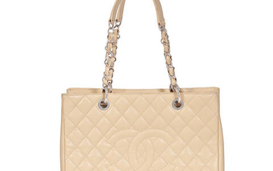 A BEIGE CAVIAR LEATHER GRAND SHOPPING TOTE (GST) Chanel, 2013-14