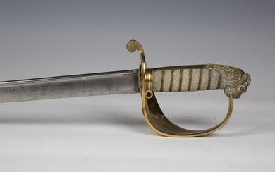 A British East India Company 1827 pattern naval officer's sword with slightly curved pipe-back
