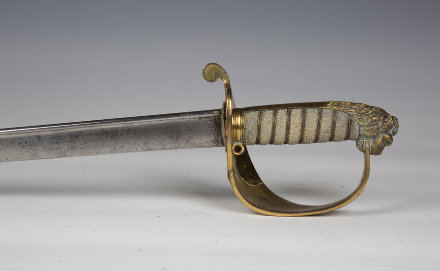 A British East India Company 1827 pattern naval officer's sword with slightly curved pipe-back