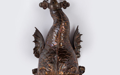 A CHINESE COPPER WATER DISPENSER IN FORM OF A FISH...