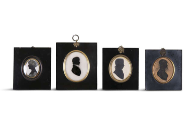A COLLECTION OF FOUR OVAL SILHOUETTE MINIATURE PORTRAITS,...