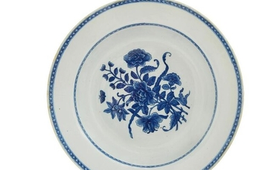 A Chinese Export blue and white porcelain basin