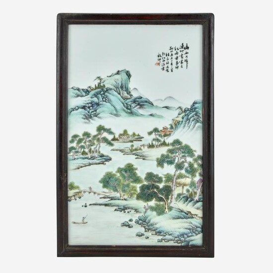 A Chinese enameled porcelain "Landscape" plaque