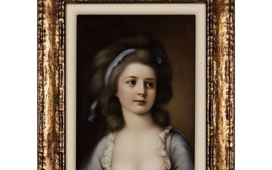 A Continental porcelain portrait plaque of Countess Sophie Potocka after Vigee LeBrun, late