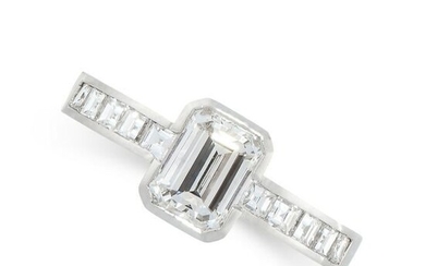 A DIAMOND ENGAGEMENT RING in platinum, set with a