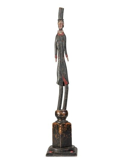 A Folk Art Carved Wood Slender Abe Lincoln Figure with