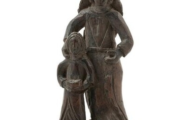 A French or Spanish Carved Wood Figural Group Depicting