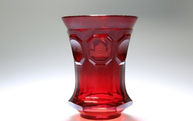 A GERMAN RUBY GLASS BEAKER, LATE 19th CENTURY, of