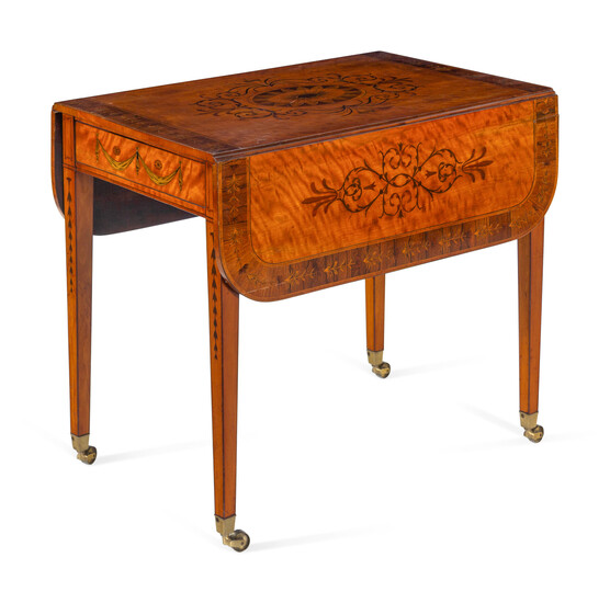 A George III Satinwood and Marquetry Pembroke Table in the Manner of Ince & Mayhew
