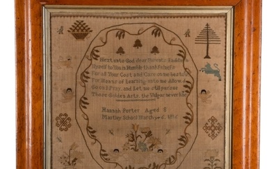 A George III needlework sampler by 'Hannah Porter aged 8 Mar...