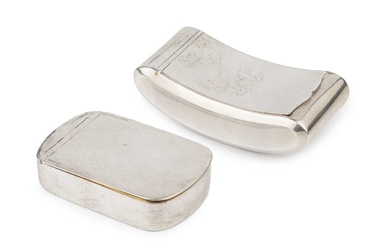 A George III silver snuff box, of rectangular form with...