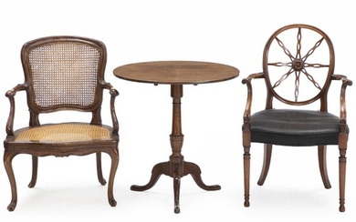 SOLD. A George III style mahogany armchair (20th century), a French Rococo style walnut armchair (19th century) and an English mahogany Tilt-top table – Bruun Rasmussen Auctioneers of Fine Art