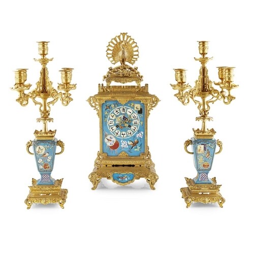 A LATE 19TH CENTURY FRENCH 'JAPONISME' PORCELAIN AND GILT BR...