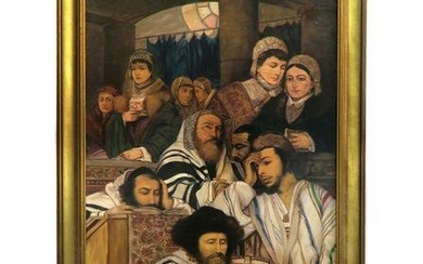 A Large Judaica Oil on Canvas, After Maurycy Gottlieb