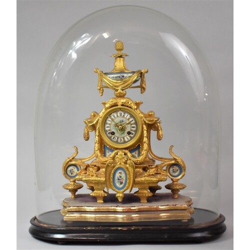 A Late 19th Century Gilded Spelter French Mantel Clock with ...