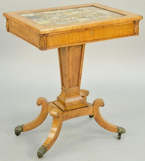 A Louis Philippe Elm and Fruitwood Work Table, having