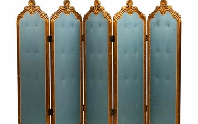 A Louis XV Style Giltwood Five-Fold Floor Screen Height