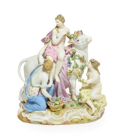A Meissen Porcelain Figure of Europa and the Bull, circa...