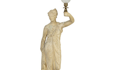 A Neoclassical Style Composition Figural Torchere on a Painted Faux Marble Base Attributed to Humphrey and Hopper