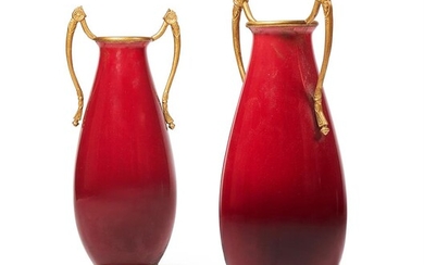 A PAIR OF CONTINENTAL CHINESE STYLE 'SANG DE BEOUF' VASES