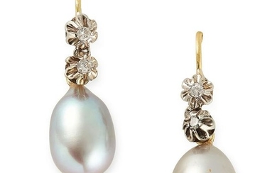 A PAIR OF PEARL AND DIAMOND EARRINGS the articulated